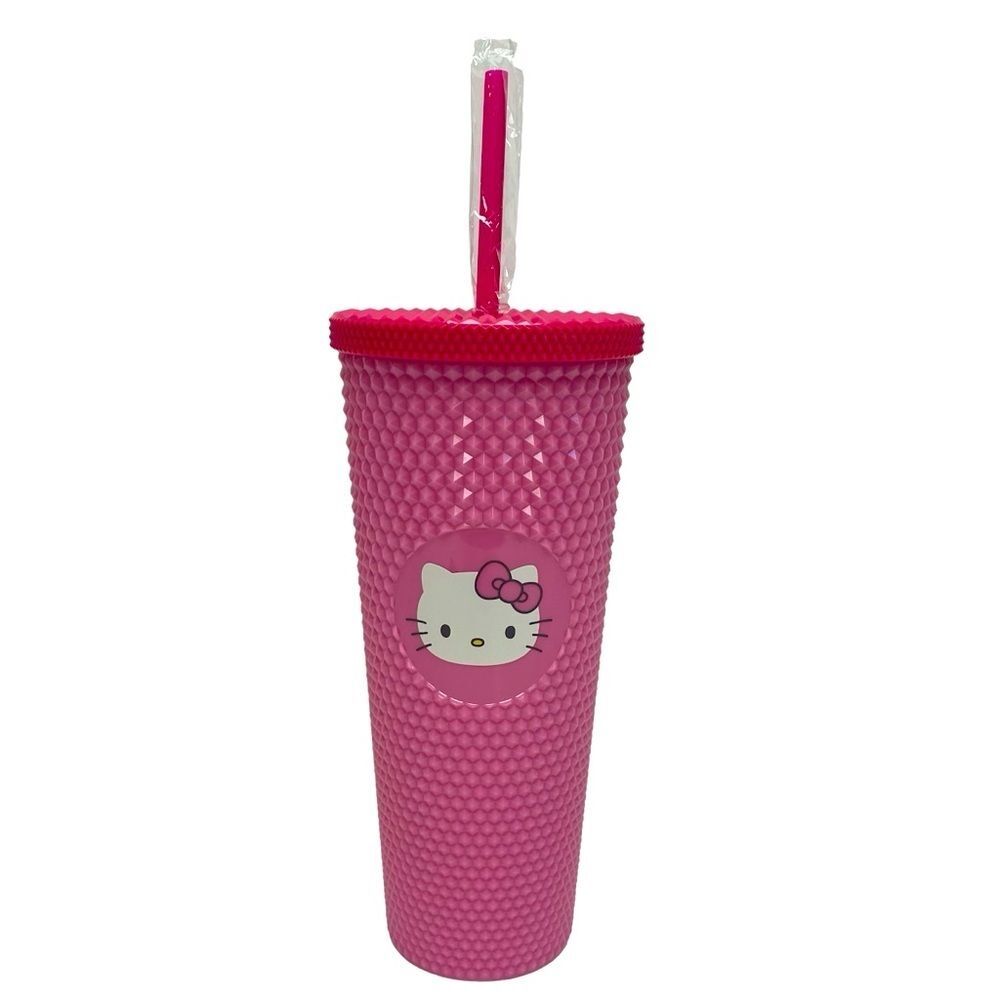 Hello Kitty Studded Tumbler Water Bottle Pink w/ Lid & Straw Tik Tok Viral